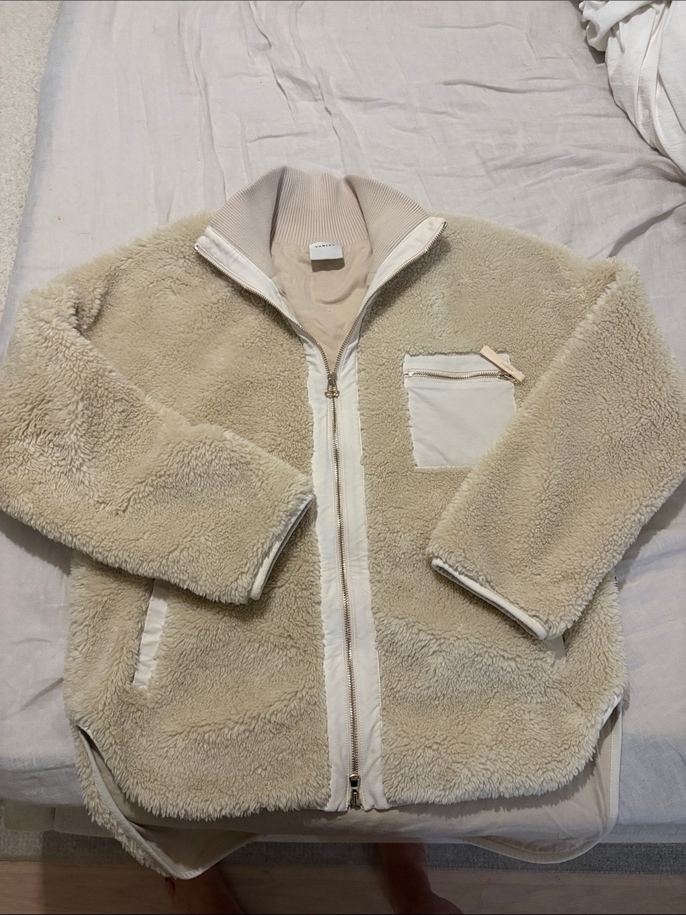 Varley Cream Teddy Sherpa Zip Jacket